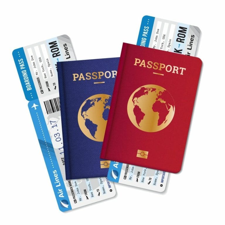 Passports Tickets Air Travel Realistic Composition